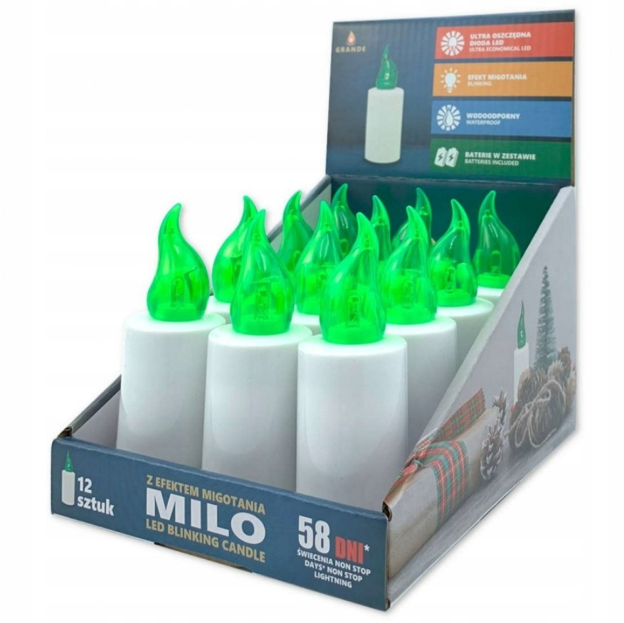 Grande Milo wkłady do zniczy LED zielony