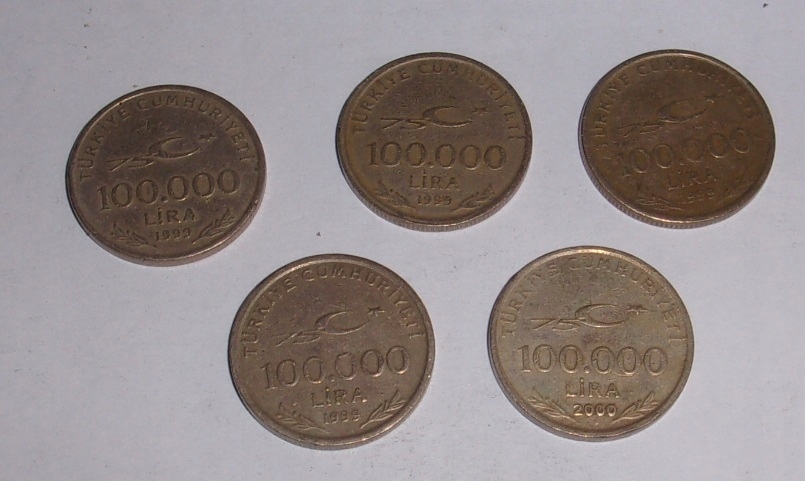 5 x 100.000 lira Turcja Mustafa Ataturk 1999-2000