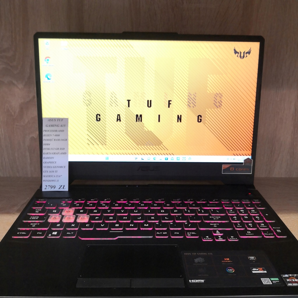 Laptop Asus TUF Gaming A15 15,6 " AMD Ryzen 7 16 GB / 512 GB czarny