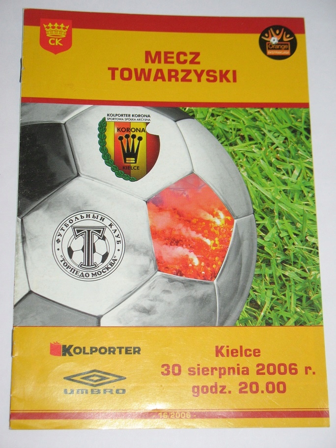 KOLPORTER KORONA KIELCE - TORPEDO MOSKWA program
