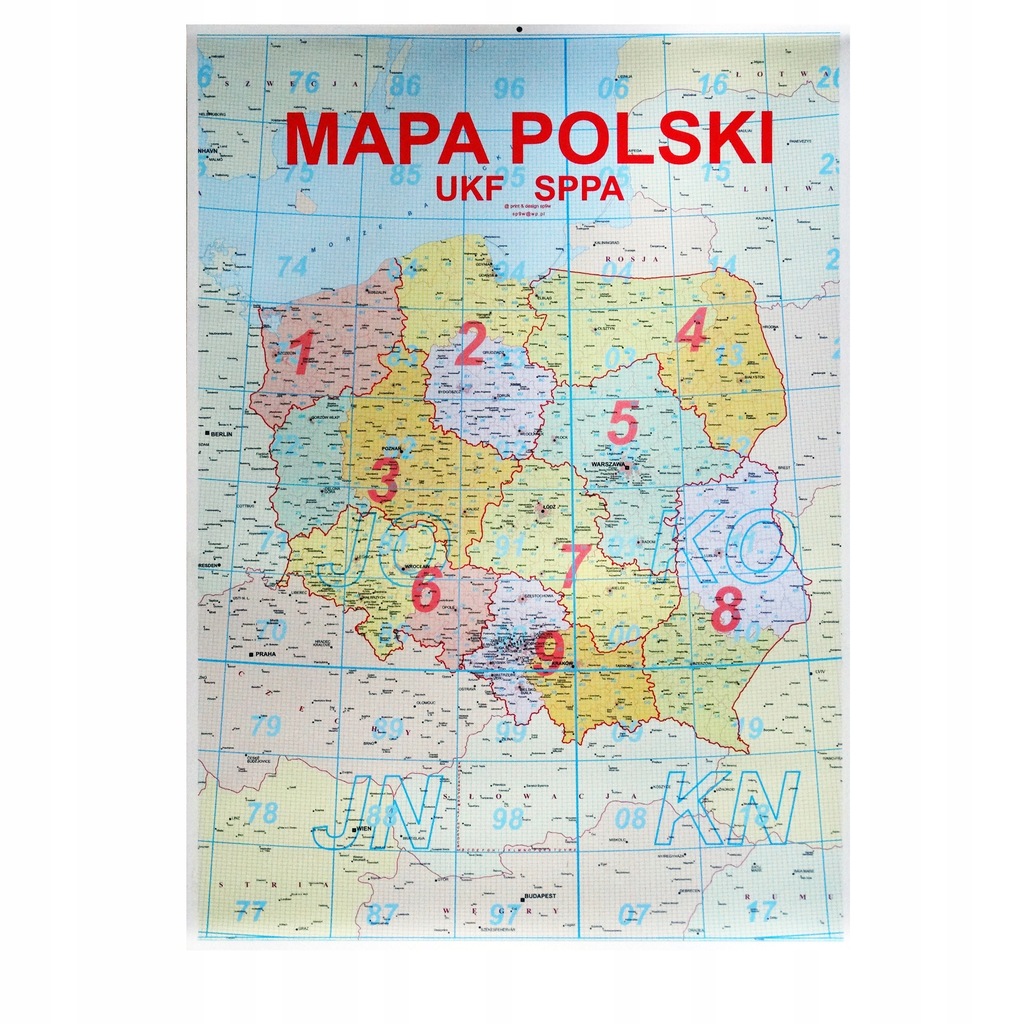 Krótkofalarska Mapa Polski z okręgami