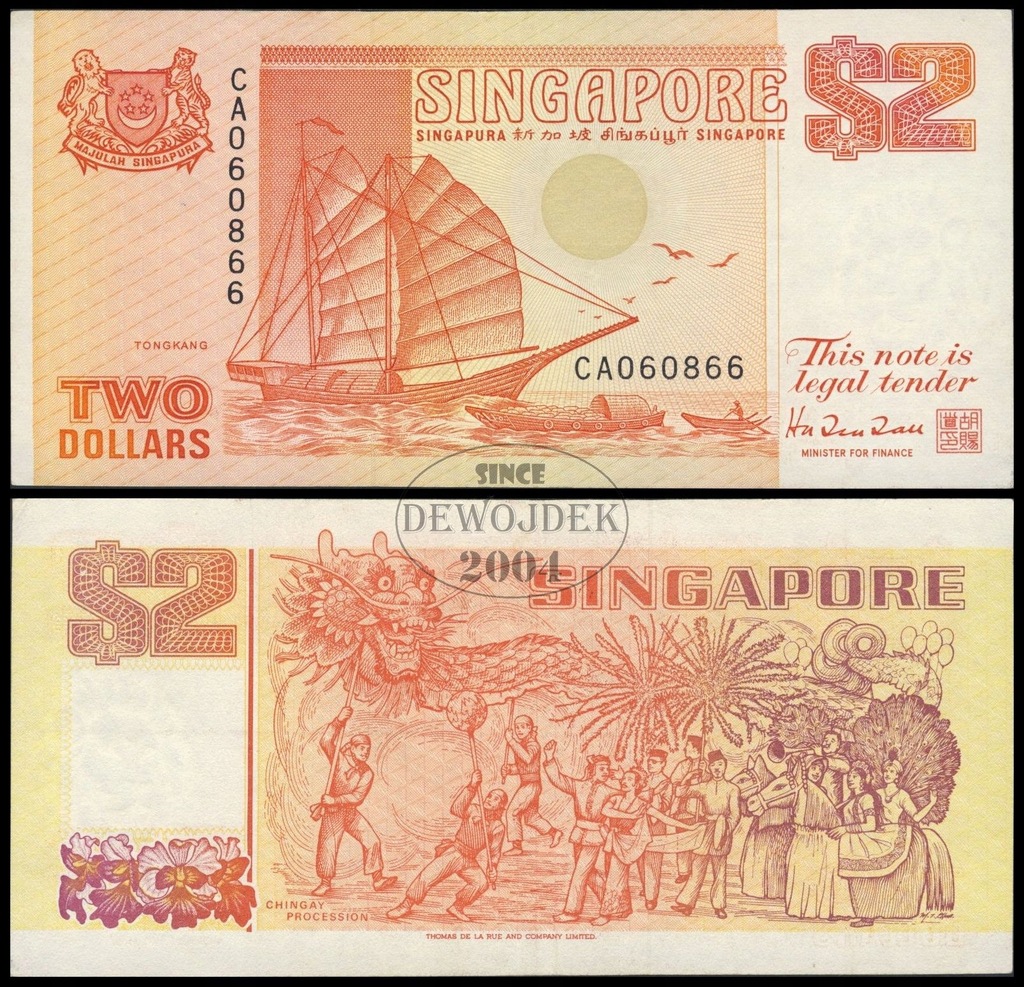 BNA - SINGAPUR 2 Dolary Dollars 1990 CA 060866 # P27 # VF/XF