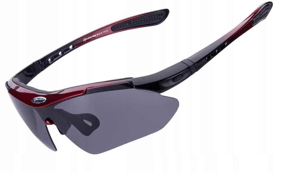 RockBros 10001 okulary rowerowe z polaryzacją 5 wymienne szkła x5 czerwone