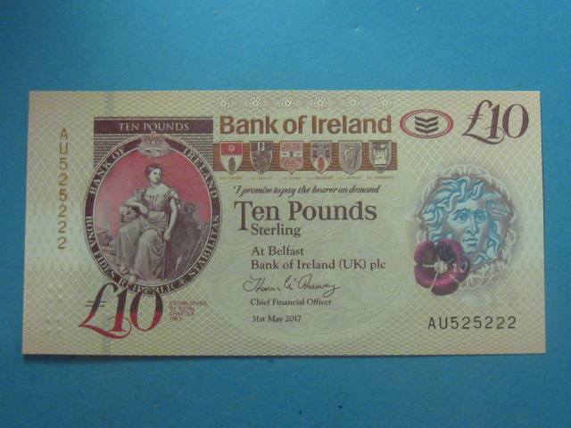 Irlandia Płn. 10 Pounds UNC 2017 Super numer !!