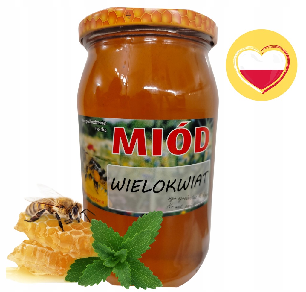 POLSKI MIÓD WIELOKWIATOWY NATURALNY ŚWIEŻY 1,1KG