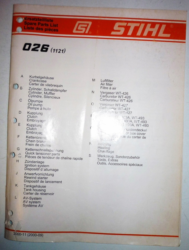 Katalog Czesci Stihl 026 Orginal Oficjalne Archiwum Allegro