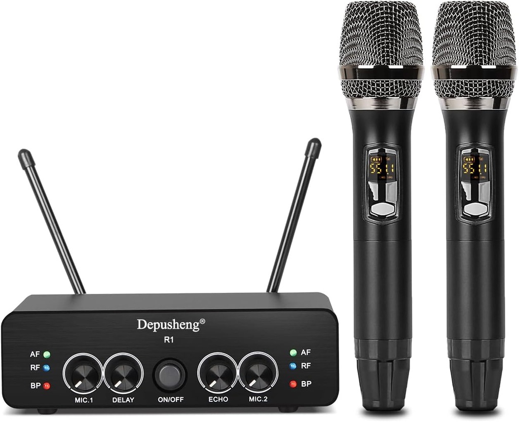 Depusheng R1 zestaw 2 mikrofonów dynamicznych UHF 50m USB