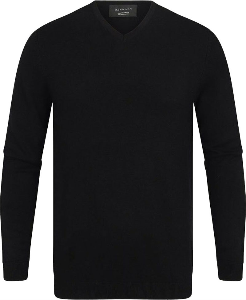 Zara Męski Czarny Sweter V Neck M 7818801235 oficjalne Sweter męski ZARA MAN v neck, w serek, rozmiar L, 40
