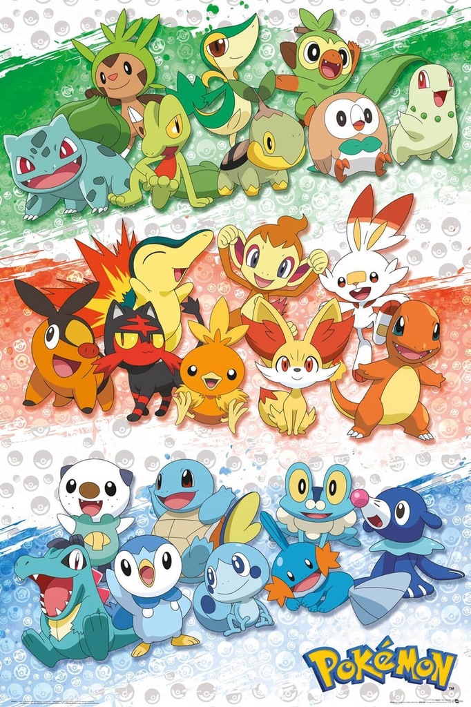 Pokemon First Partners - plakat bajkowy