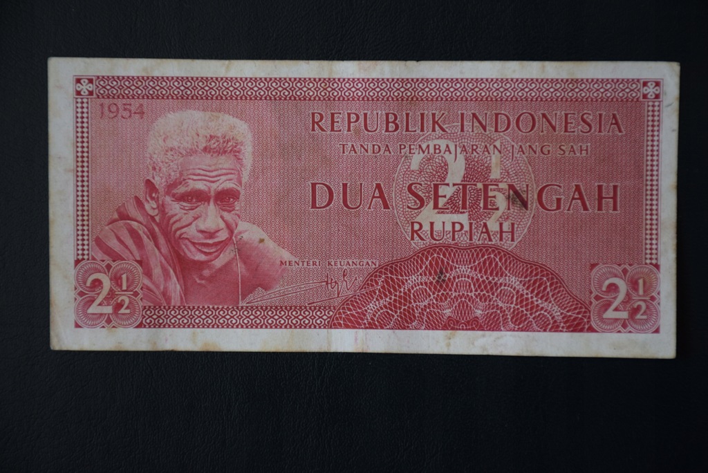 Banknot Indonezja 2 1/2 rupiah 1954 rok!!!