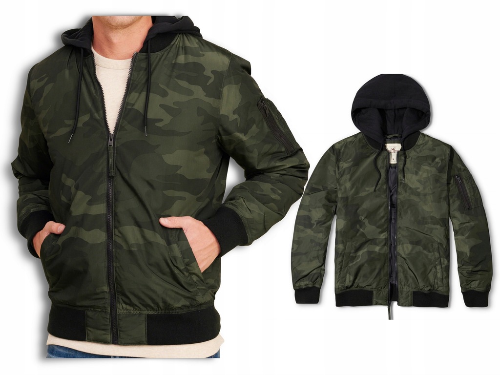 HOLLISTER kurtka męska Camo Hooded Bomber roz. M