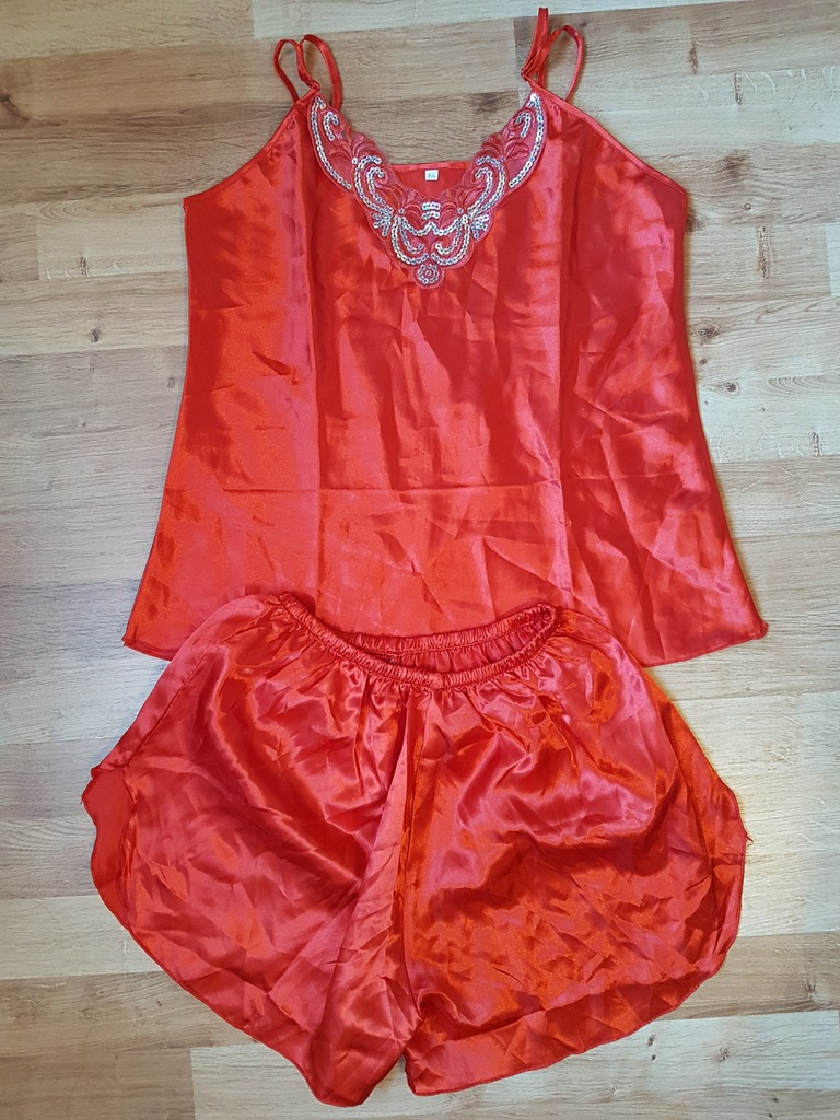 SEXI koszulka nocna piżama halka satyna czerwona