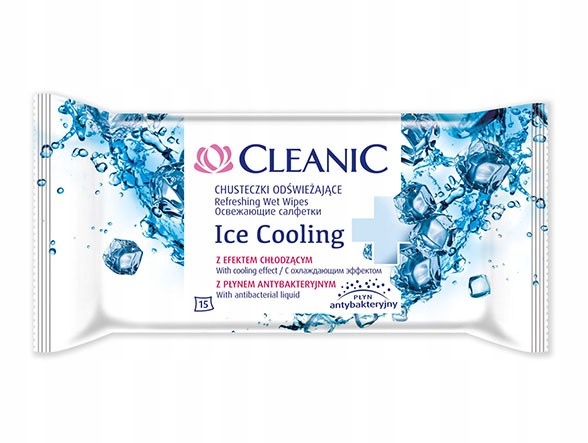 Cleanic Chusteczki odświeżające Ice Cooling z płynem antybakteryjnym 1 op.