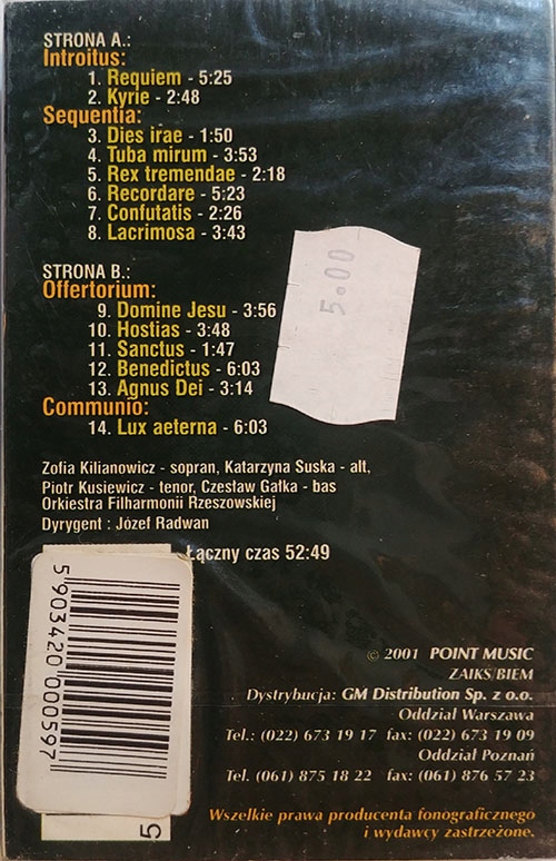 Купить Моцарт - Реквием - кассета НОВАЯ: отзывы, фото, характеристики в интерне-магазине Aredi.ru