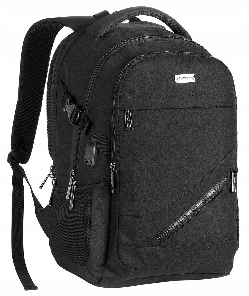 MOCNY CZARNY PLECAK SZKOLNY MIEJSKI STARTER ZIPPER 11042328311