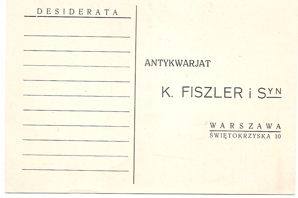 Warszawa.K.Fiszler i Syn.