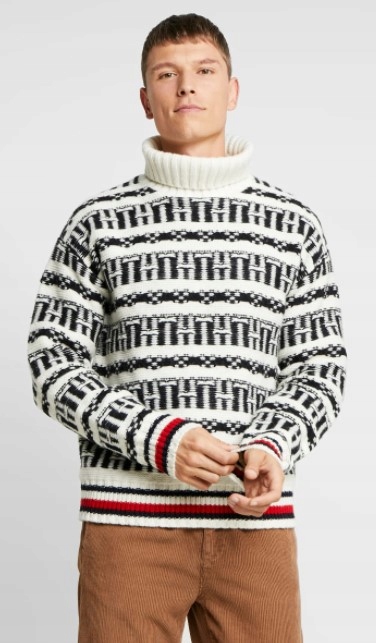 TOMMY HILFIGER SWETER MĘSKI WEŁNIANY WZÓR XL 2ZAD