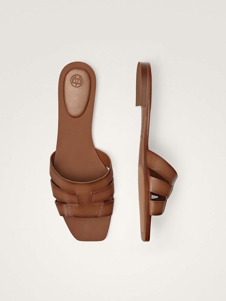 klapki Massimo Dutti brąz skóra 39