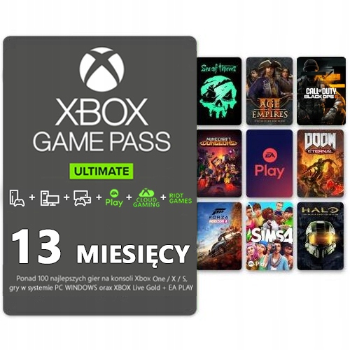 SUBSKRYPCJA XBOX GAME PASS ULTIMATE XBOX PC - 12 MIESIĘCY + MIESIĄC GRATIS!
