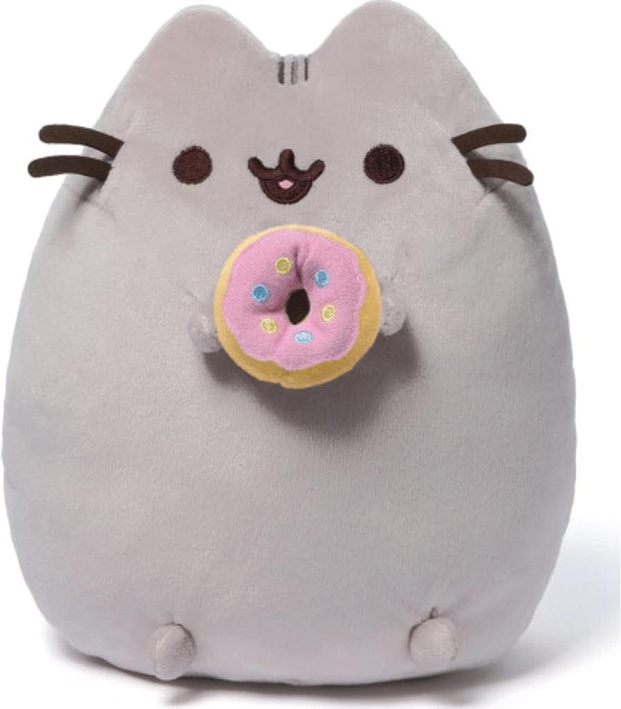 PRZEKĄSKI MASKOTKA KOTEK PUSHEEN Z DONUTEM W ŁAPKACH Z PĄCZKIEM 24CM