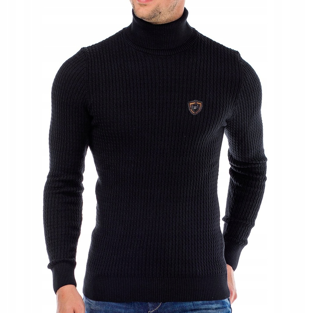 Cipo Baxx Sweter Golf Męski Slim Elegance Prezent