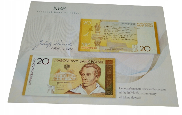Folder do banknotu Juliusz Słowacki-angielski