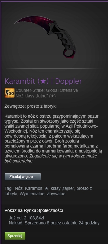 CSGO Karambit Doppler FN Phase 2