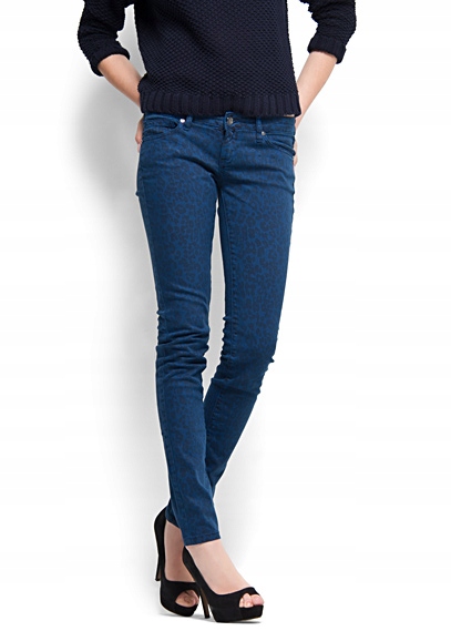 MANGO damskie spodnie rurki jeans lampart S/M