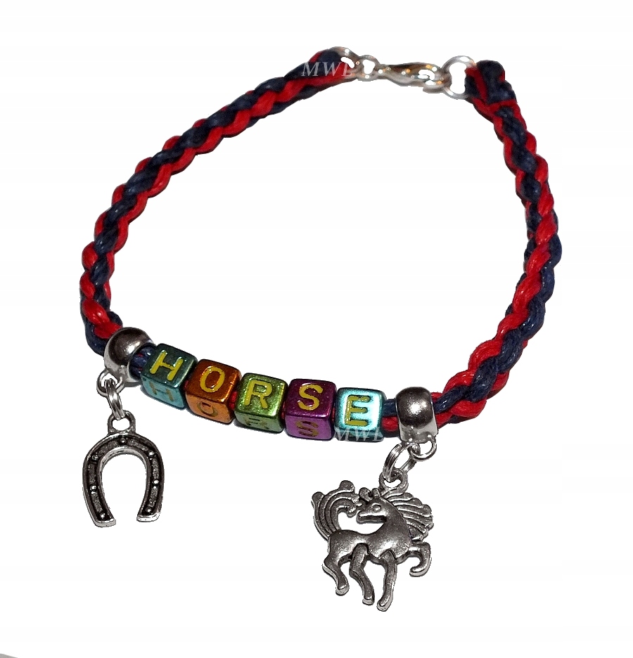 Bransoletka sznurkowa pleciona Horse z napisem