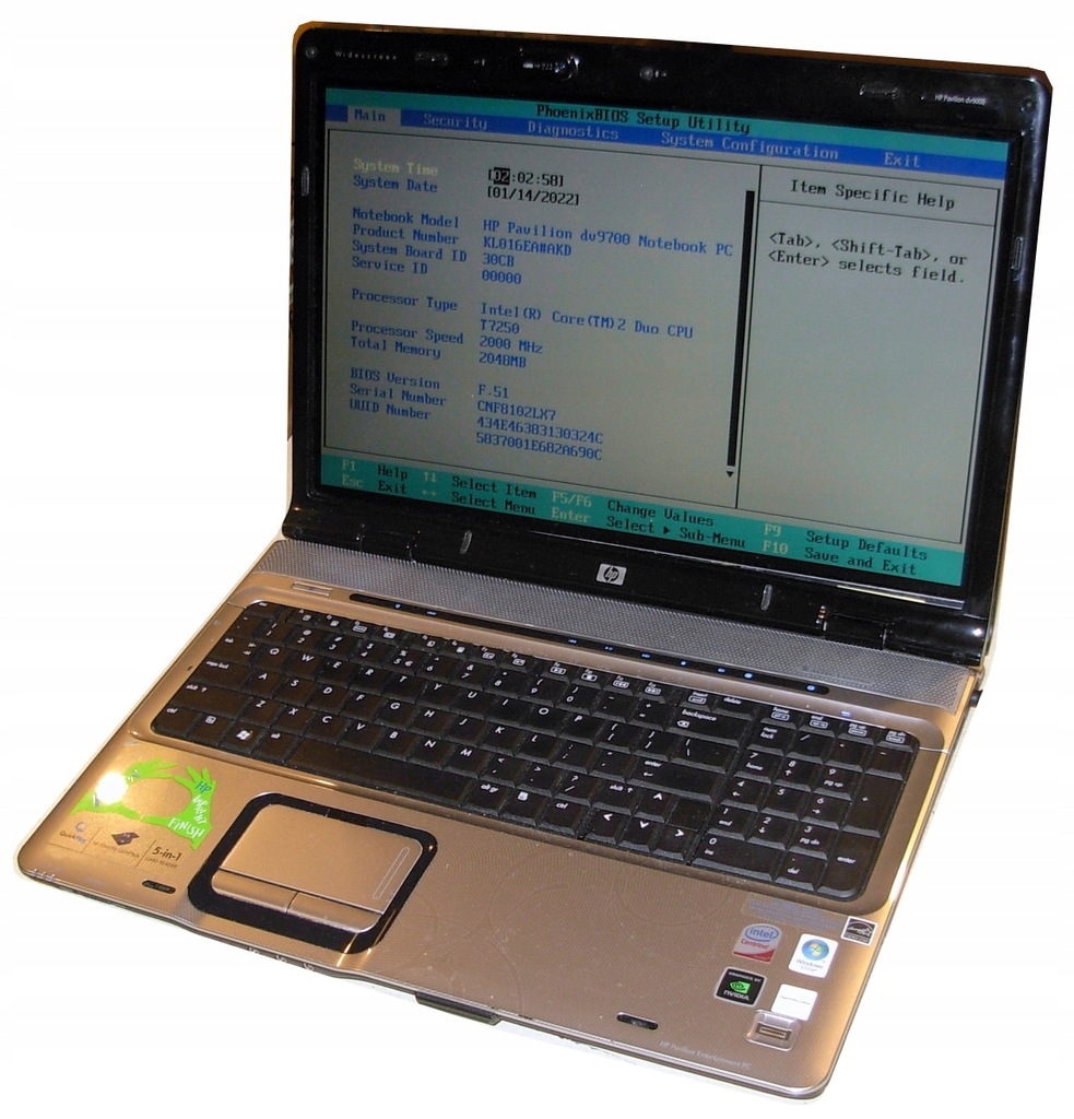 Uszkodzony i niekompletny HP Pavilion dv9700