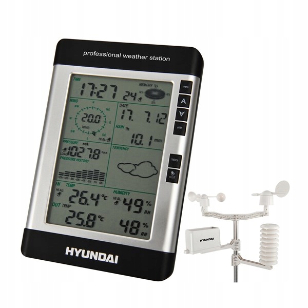 Stacja pogody Meteo Hyundai WSP 3080 R WIND Czarna