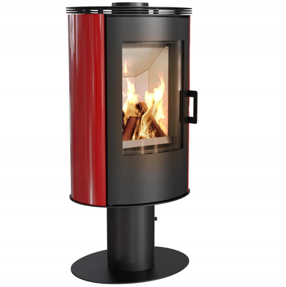 piec KAFLOWY KOZA AB NOGA obrotowy czerwony KAFEL