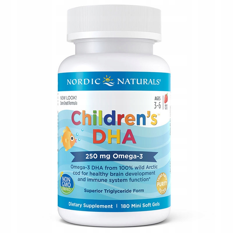 NORDIC NATURALS Children's DHA 180caps ROZWÓJ EMOCJONALNY MÓZG ODPORNOŚĆ