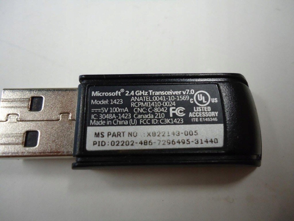 MICROSOFT ODBIORNIK USB TRANSCEIVER V7.0 MOD 1423 7733169554