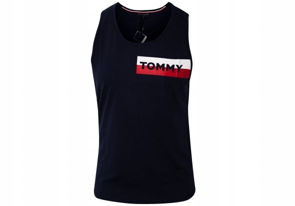 TOMMY HILFIGER BEZRĘKAWNIK T-SHIRT MĘSKI NAVY M