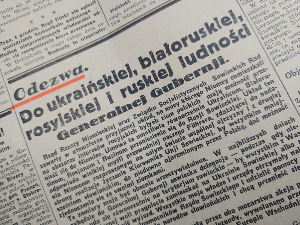 GONIEC KRAKOWSKI 6.12 1939 Odezwa do ludności...