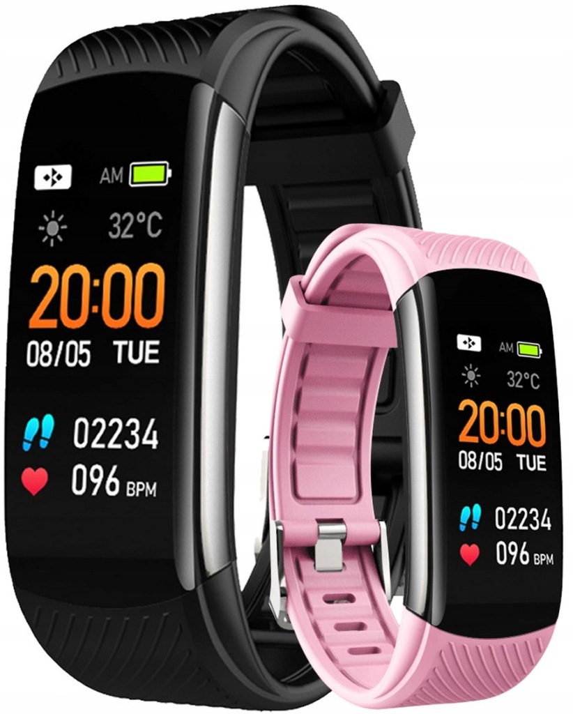 SMARTBAND RUBICON RNCE59 BLACK-5+ Pasek Różowy