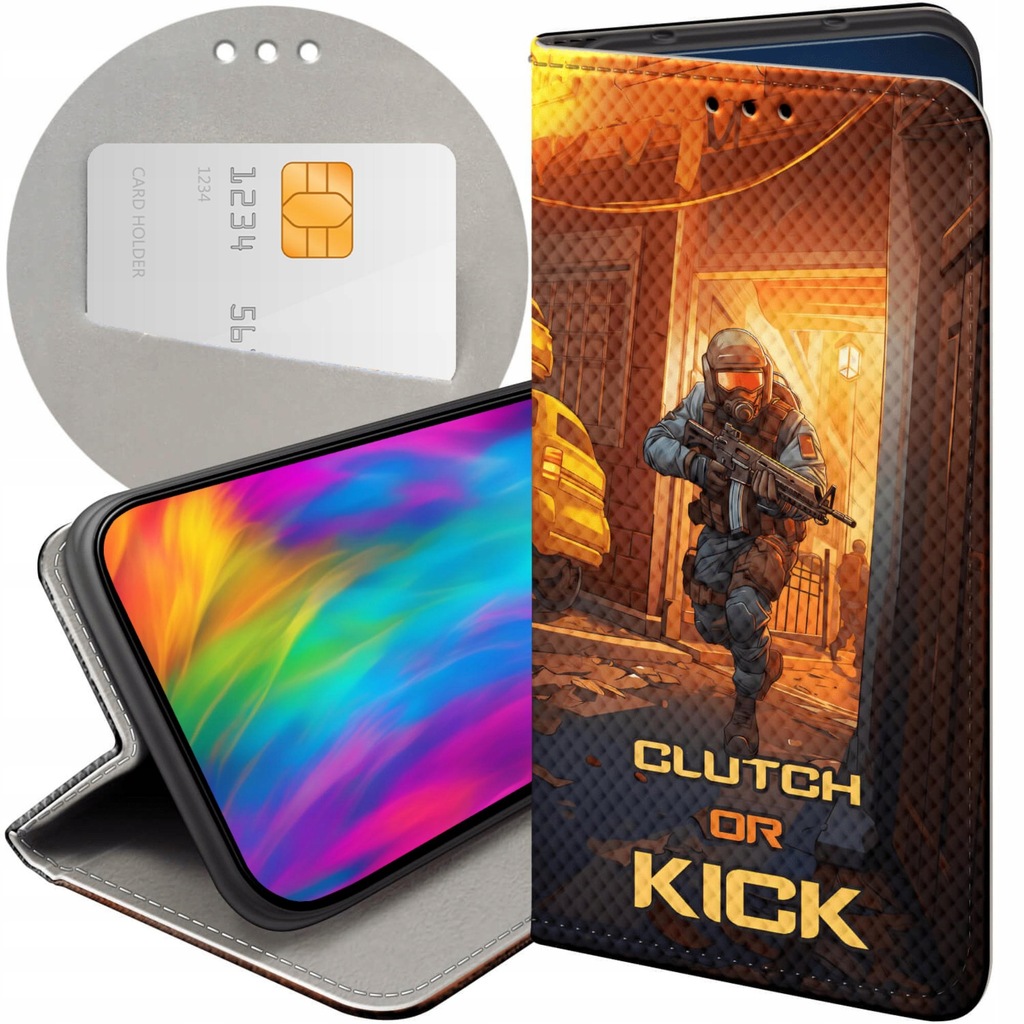 ETUI Z KLAPKĄ DO HUAWEI P20 LITE WZORY CS GO COUNTER-STRIKE FUTERAŁ CASE