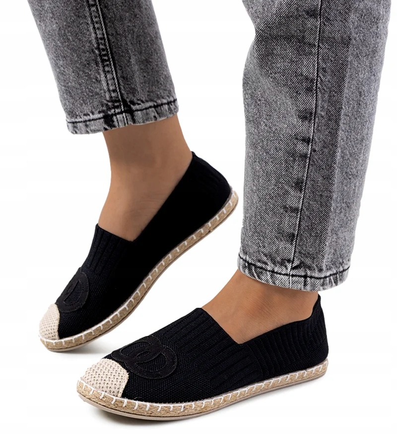 Czarne espadryle damskie Dean 15786 rozmiar 38