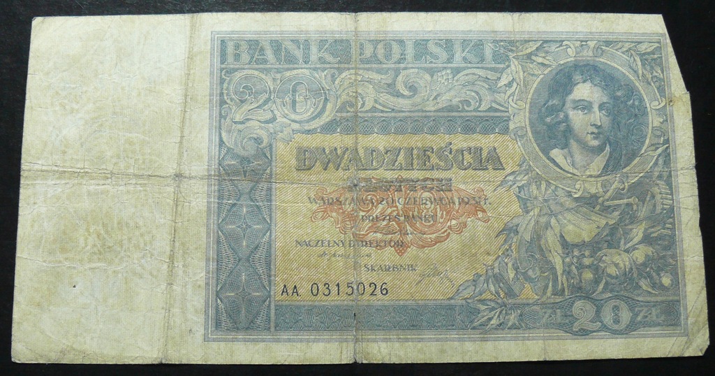 Banknot 20 zł 1931 r. Ser. AA