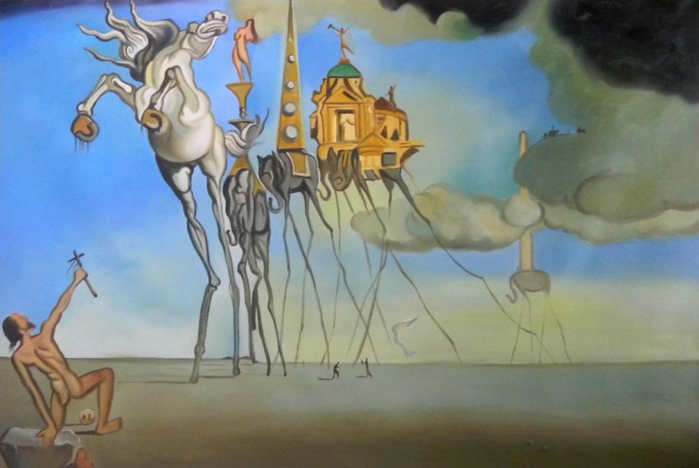 Salvador Dali Kuszenie świętego Antoniego SALVADOR DALI Kuszenie św. Antoniego 90x60 OBRAZ - 7172196116