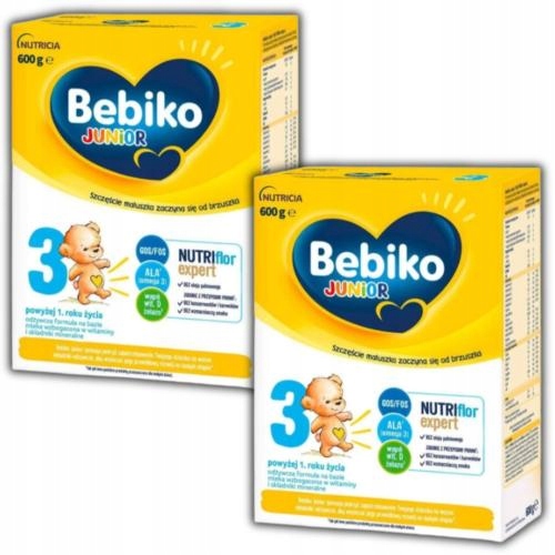 BEBIKO JUNIOR 3 - 2x600g / MLEKO NASTĘPNE POW. 1.r. ŻYCIA DATA: 15.08.2025r