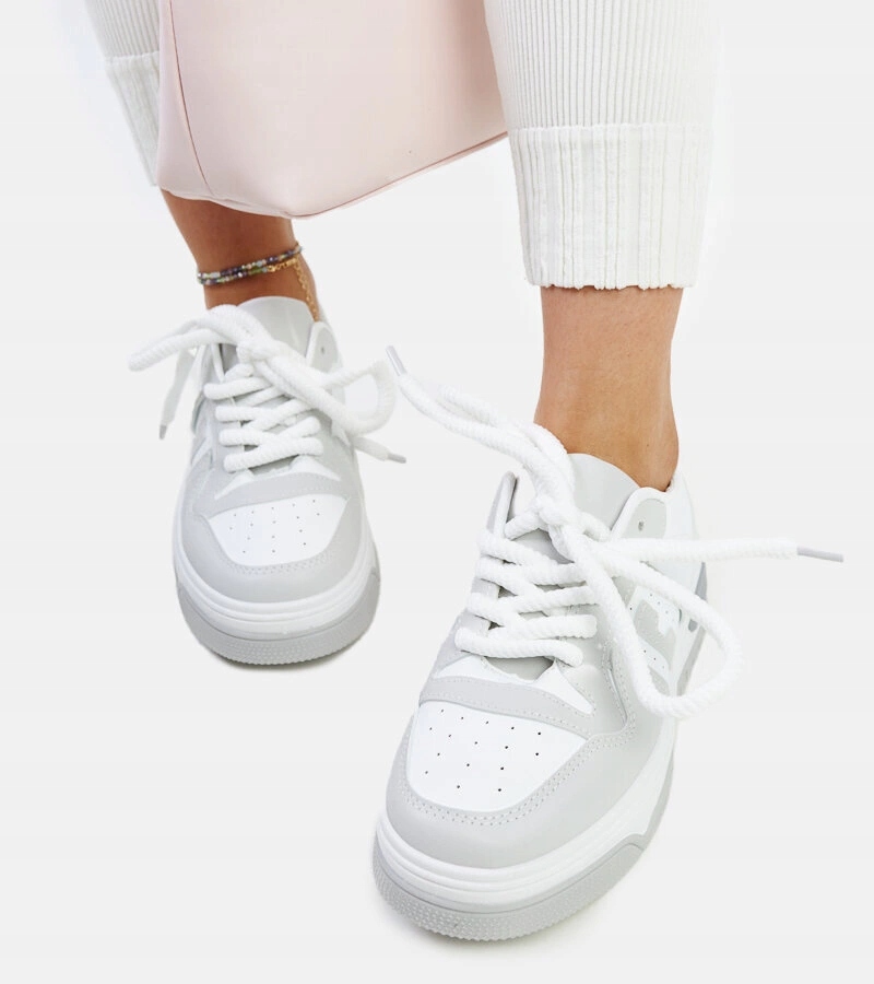 Biało-szare sneakersy na grubej podeszwie Galit rozmiar 37