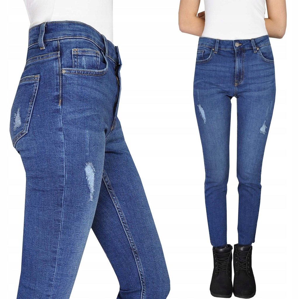 H&M Spodnie Jeansy Przetarcia Skinny M 38