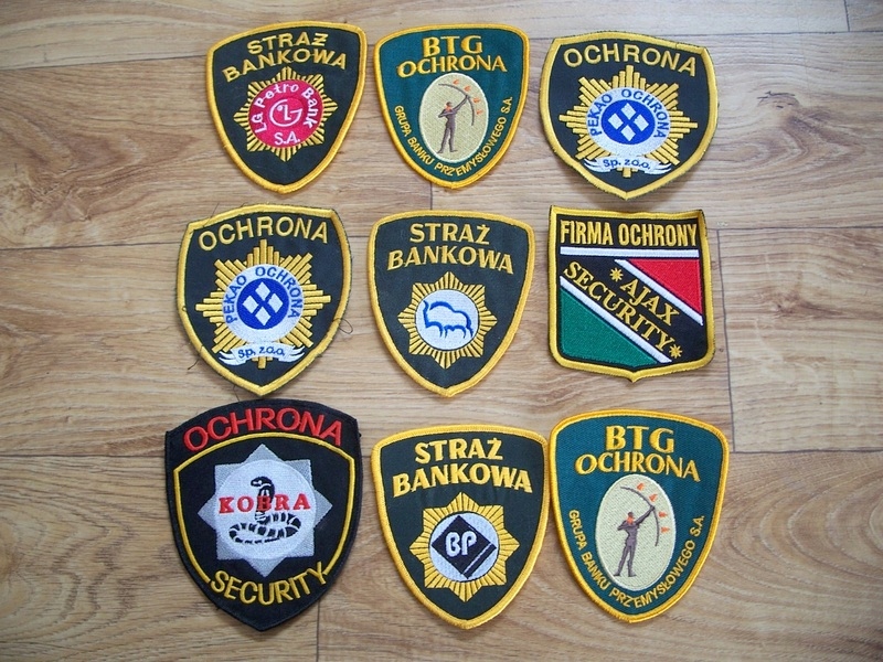Naszywki Ochrona Straz Bankowa 9 szt.