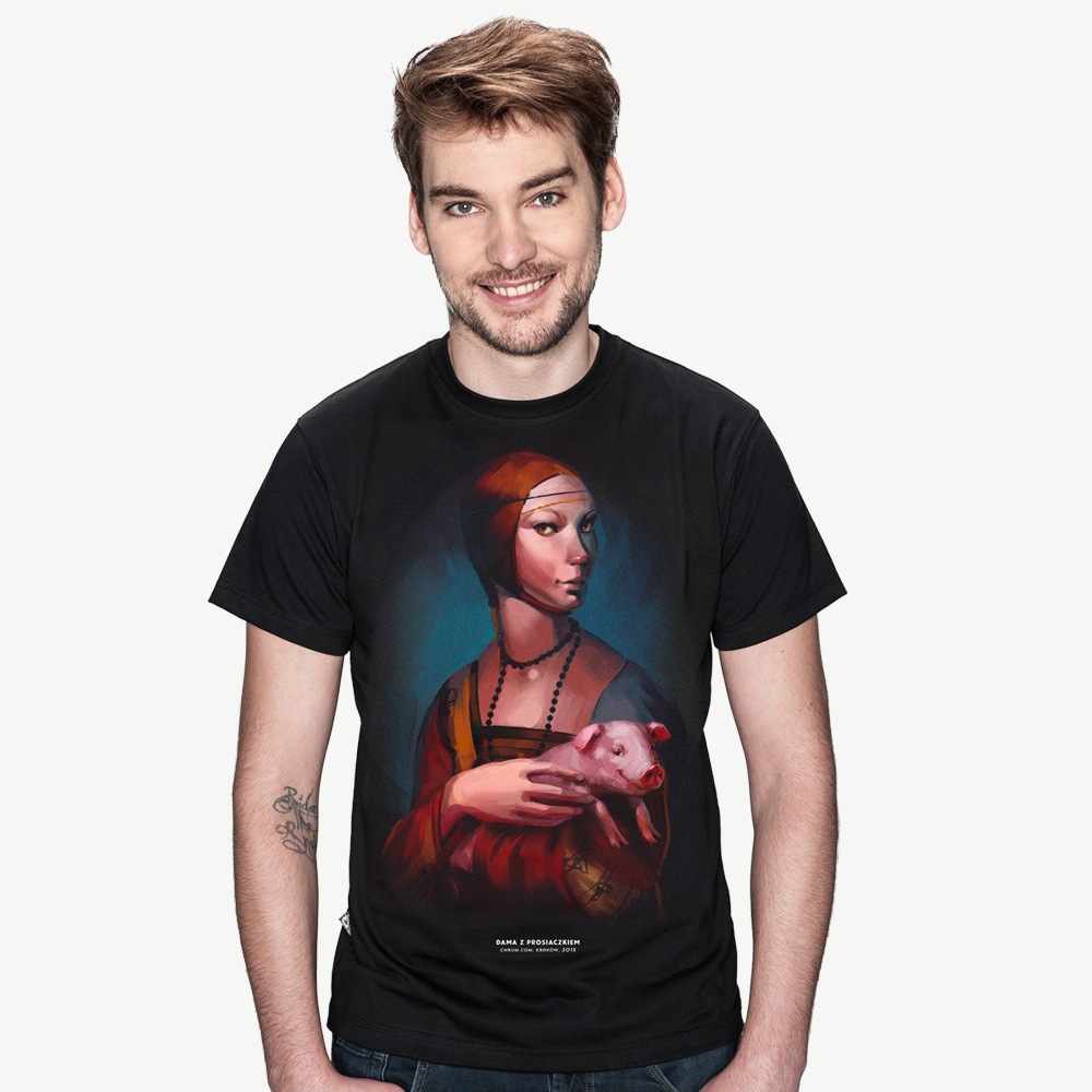 Chrum.Com Dama z Prosiaczkiem tshirt z nadrukiem
