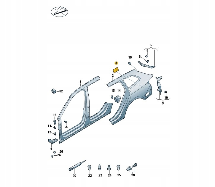 *Wytłumienie drzwi VW OE: 3T0837834D