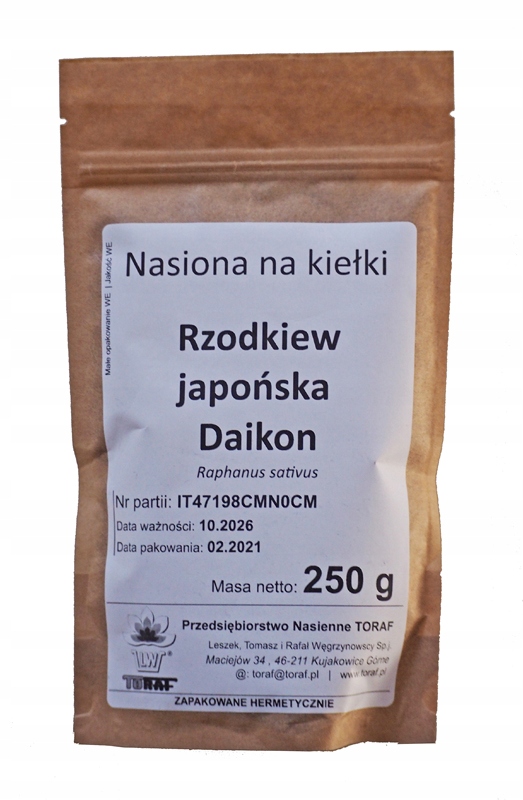 Rzodkiew japońska Daikon 250g XL na kiełki Toraf