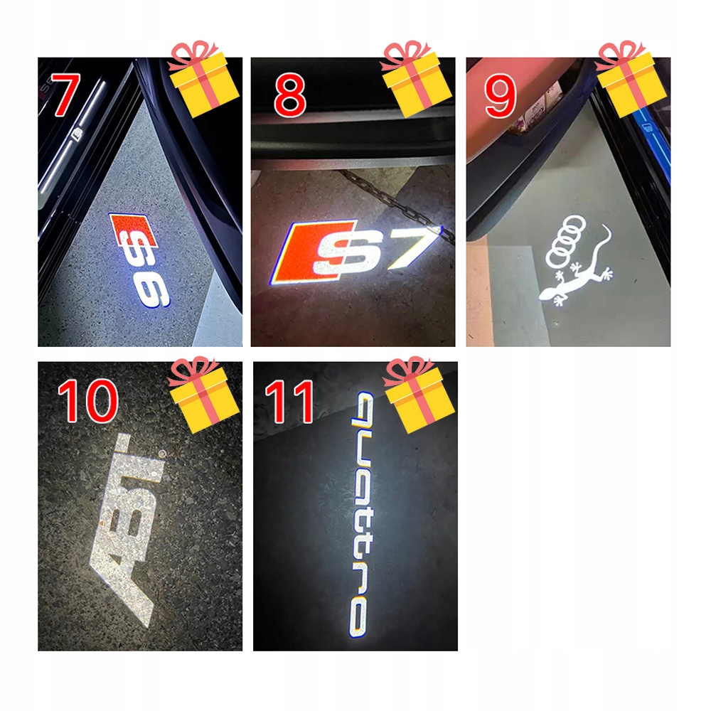 Oświetlenie drzwi samochodowych z logo HD Led do Audi A1 S1 A3 S3 RS3 A4