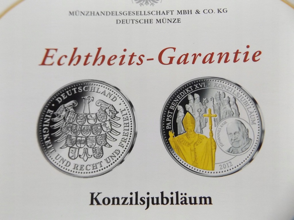 Medal 2012 Benedykt XVI*Konzilsjubilaum*Certyfikat